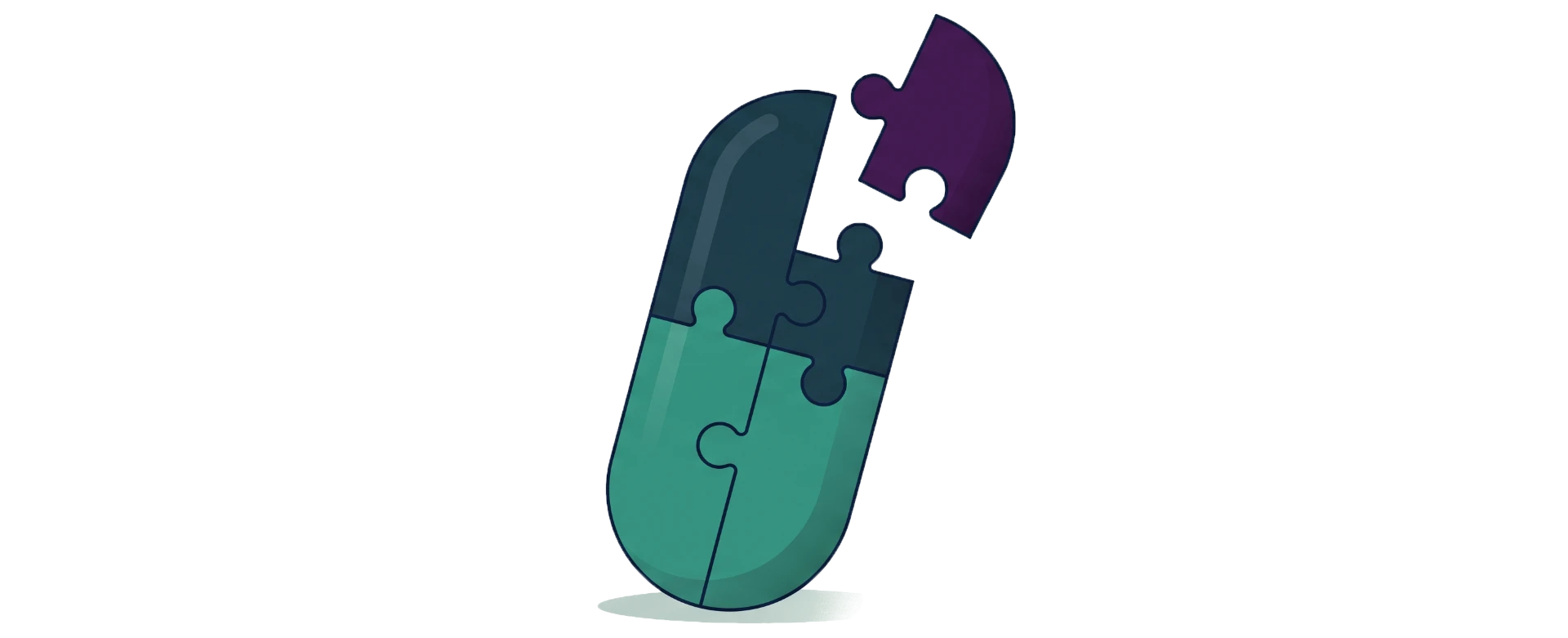 Illustration of a capsule assembled from puzzle pieces