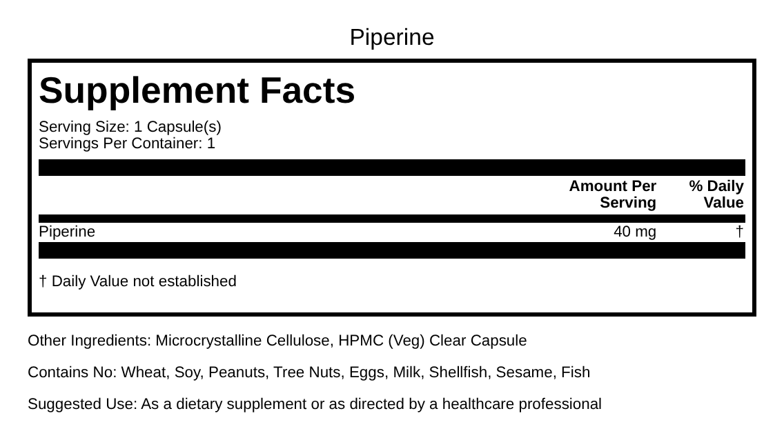 Supplement Facts for Piperine